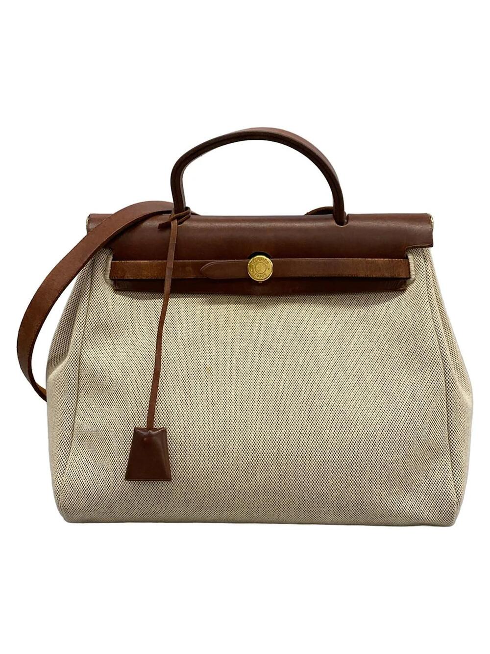 Hermes Herbag Pm Beige Brown Toile H #371695H14B